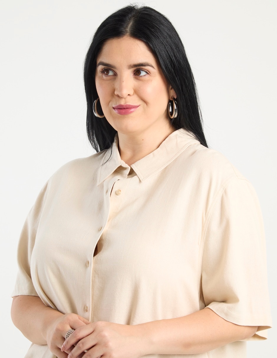 Blusa camisera manga corta para mujer 4