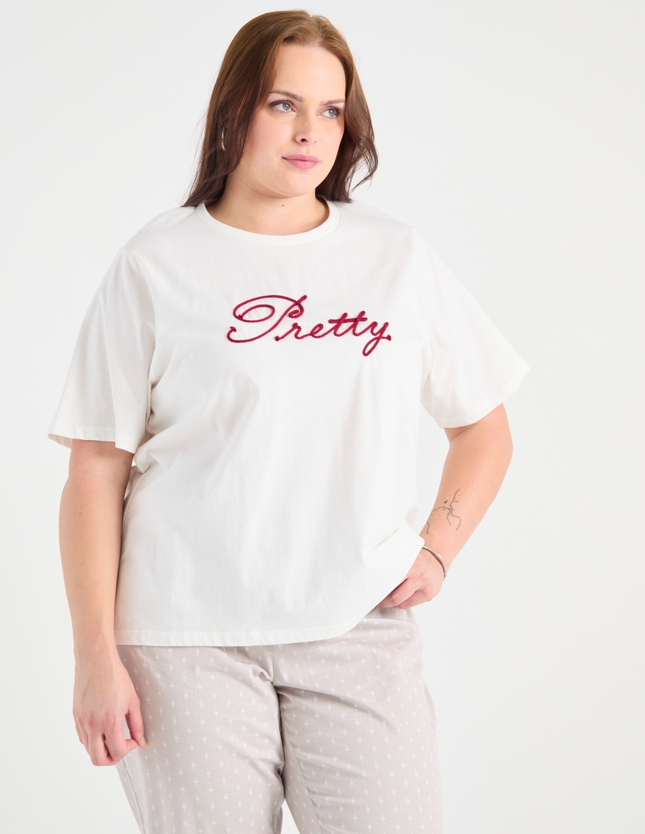 Playera manga al codo cuello redondo para mujer Playera manga al codo cuello redondo para mujer