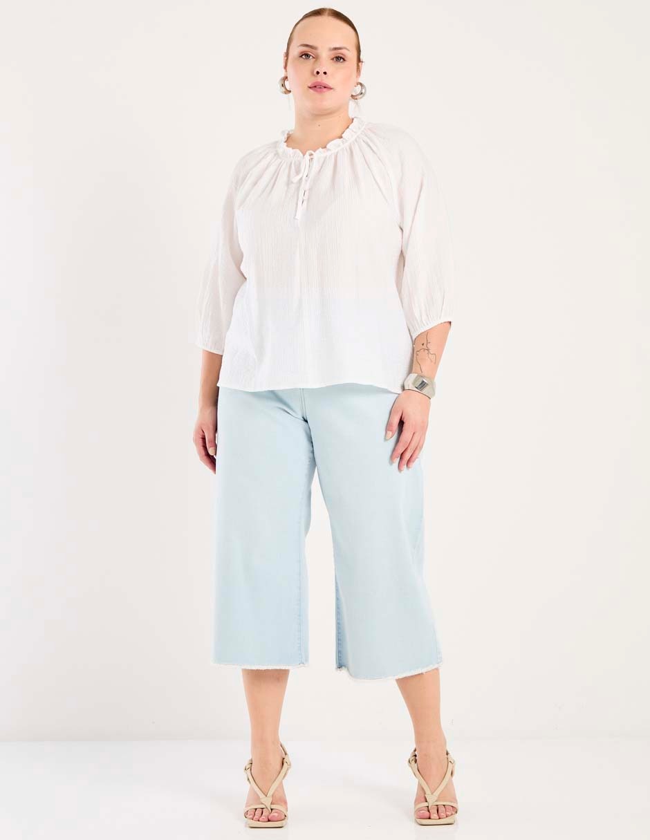 Jeans amplio corte cintura para mujer 3