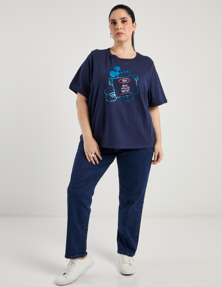 Playera manga al codo Mickey Mouse cuello redondo para mujer 2