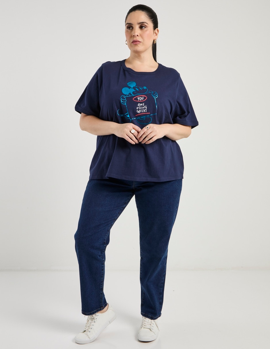 Playera manga al codo Mickey Mouse cuello redondo para mujer 3