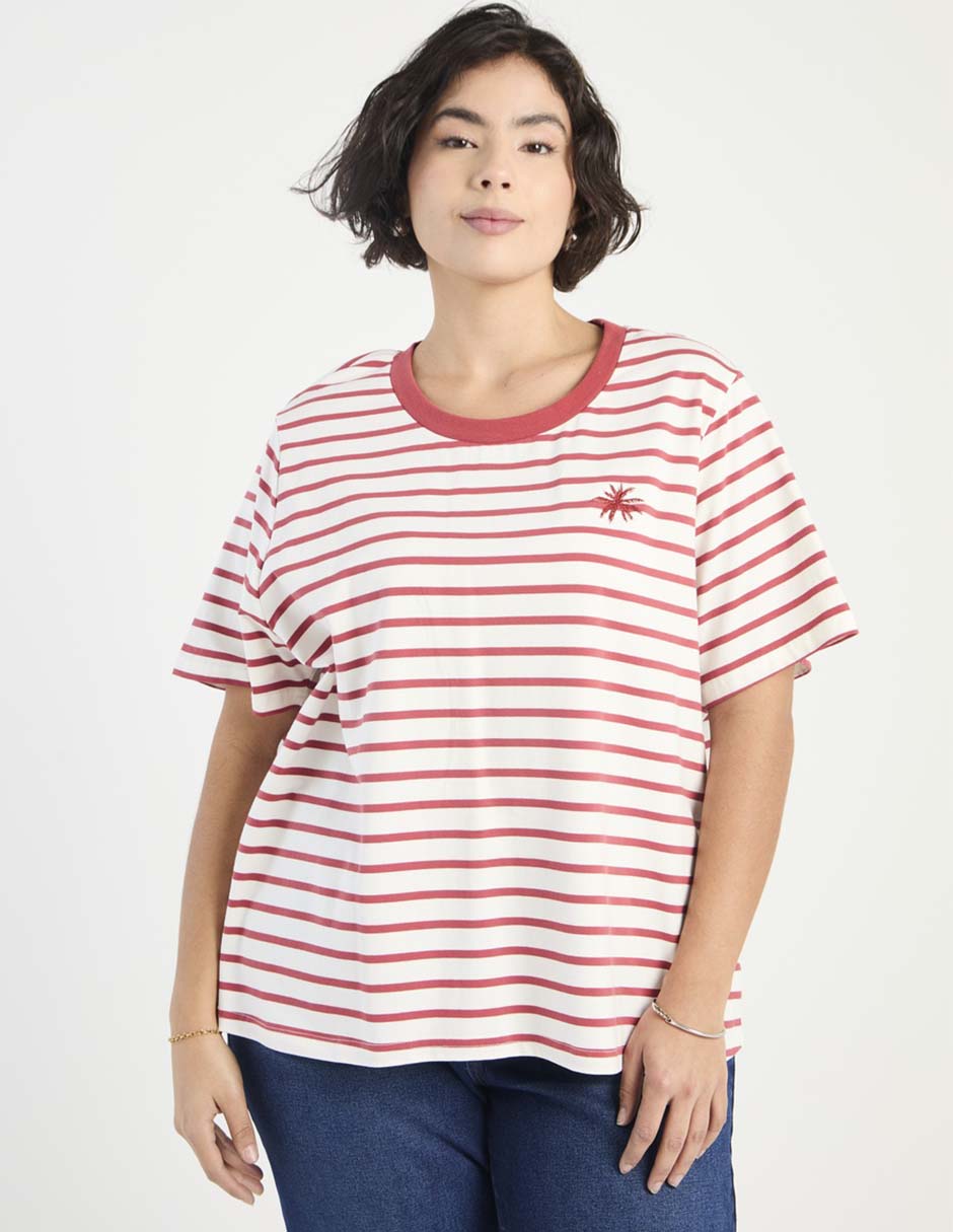 Playera manga corta cuello redondo para mujer