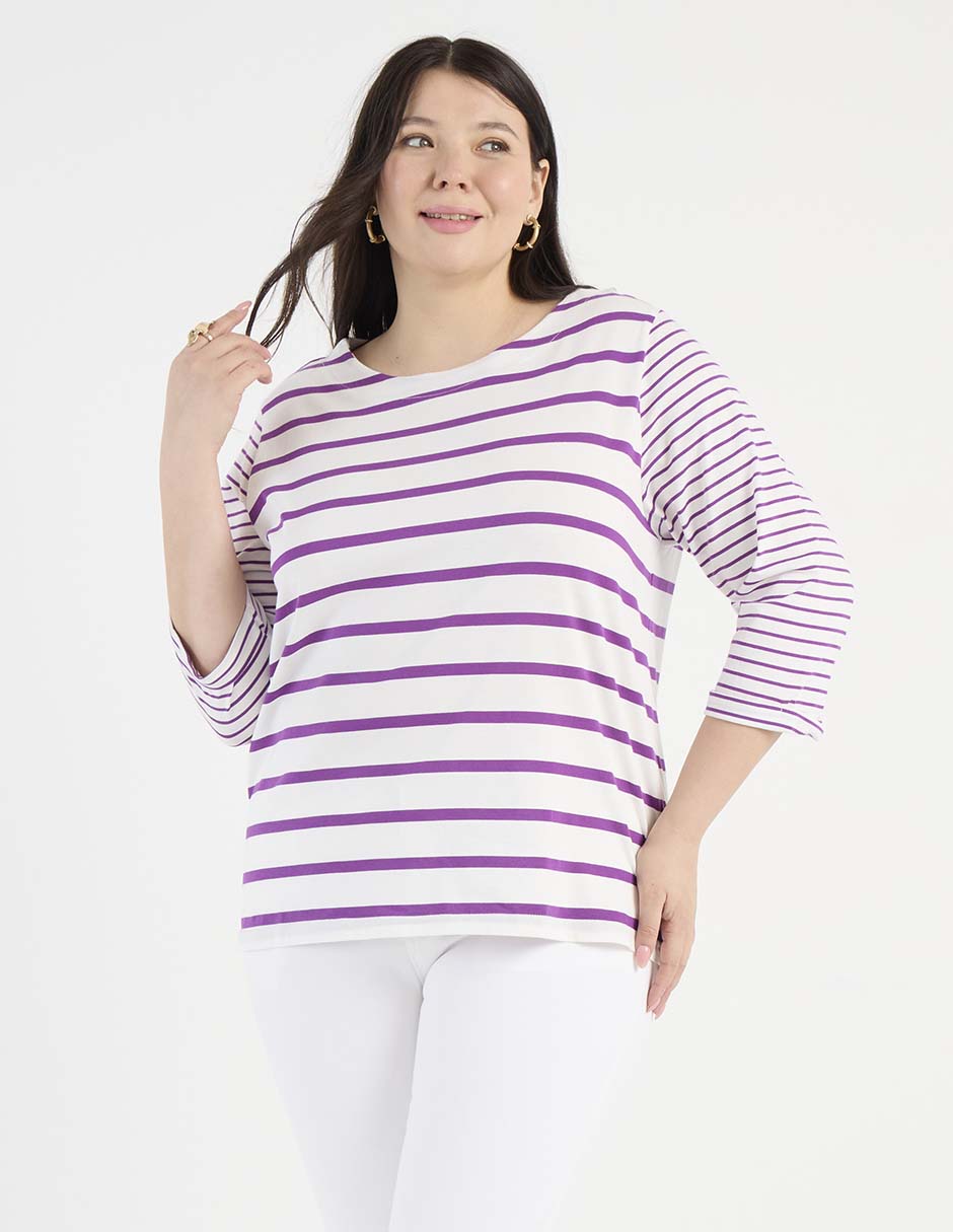 Playera manga 3/4 cuello redondo para mujer 2
