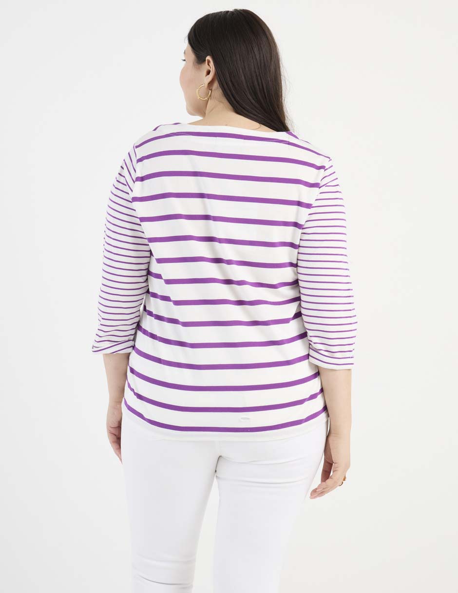 Playera manga 3/4 cuello redondo para mujer 6