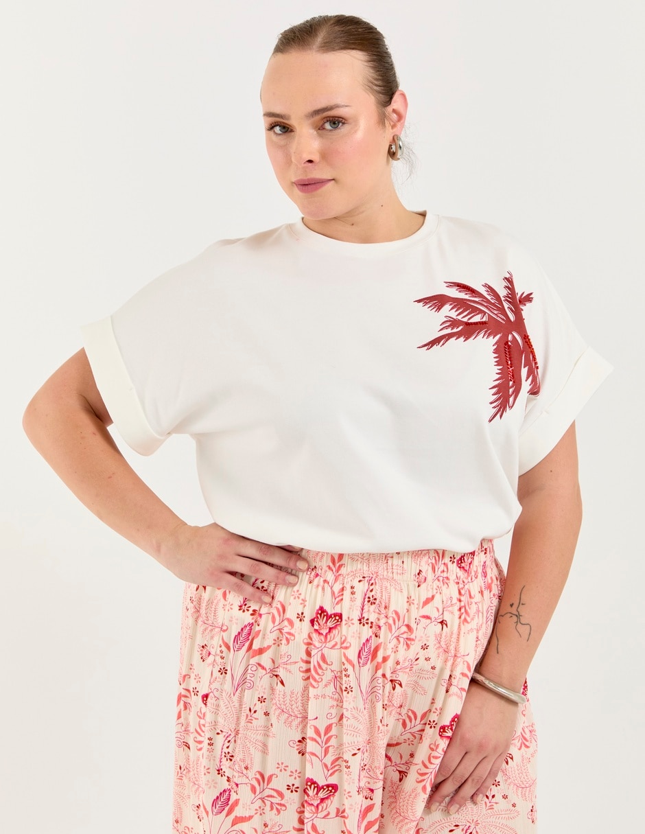 Playera manga corta cuello redondo para mujer