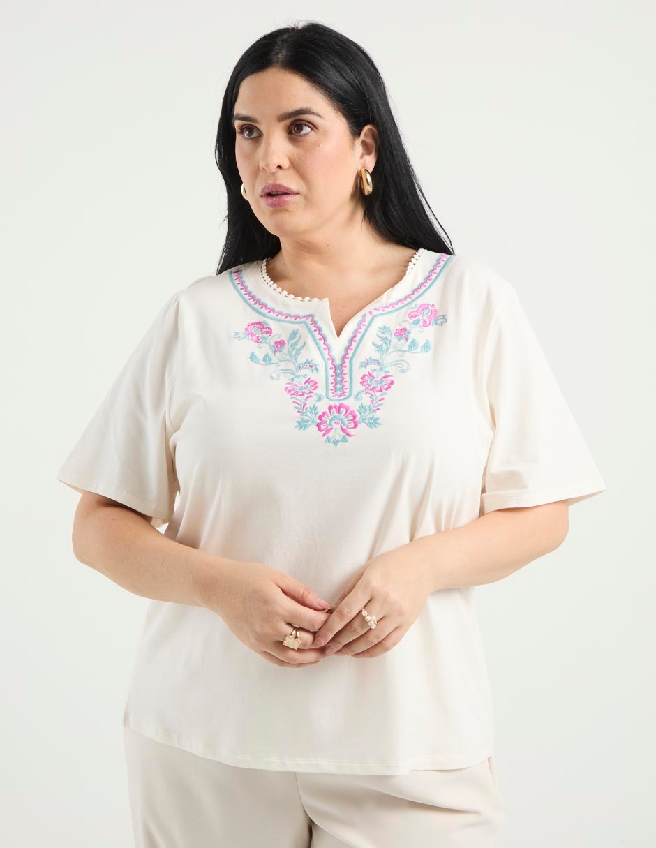 Blusa manga al codo para mujer