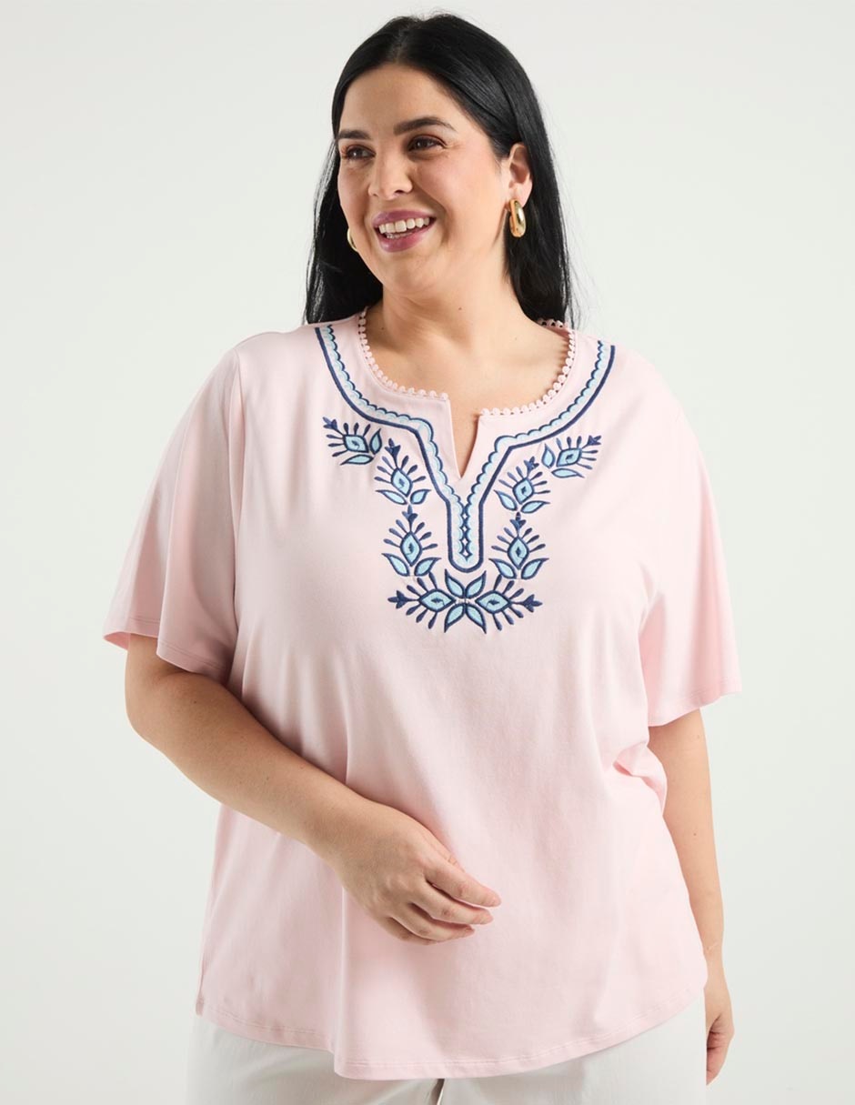 Blusa manga al codo para mujer