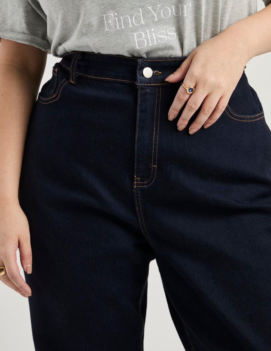 Jeans relaxed straight corte cintura para mujer 4