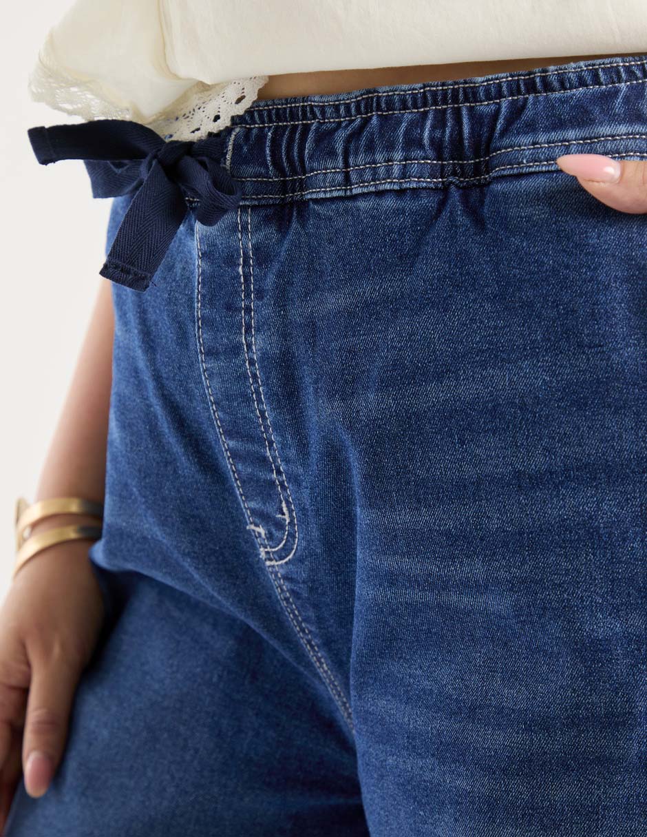 Jeans relaxed amplio cintura media alta para mujer 5