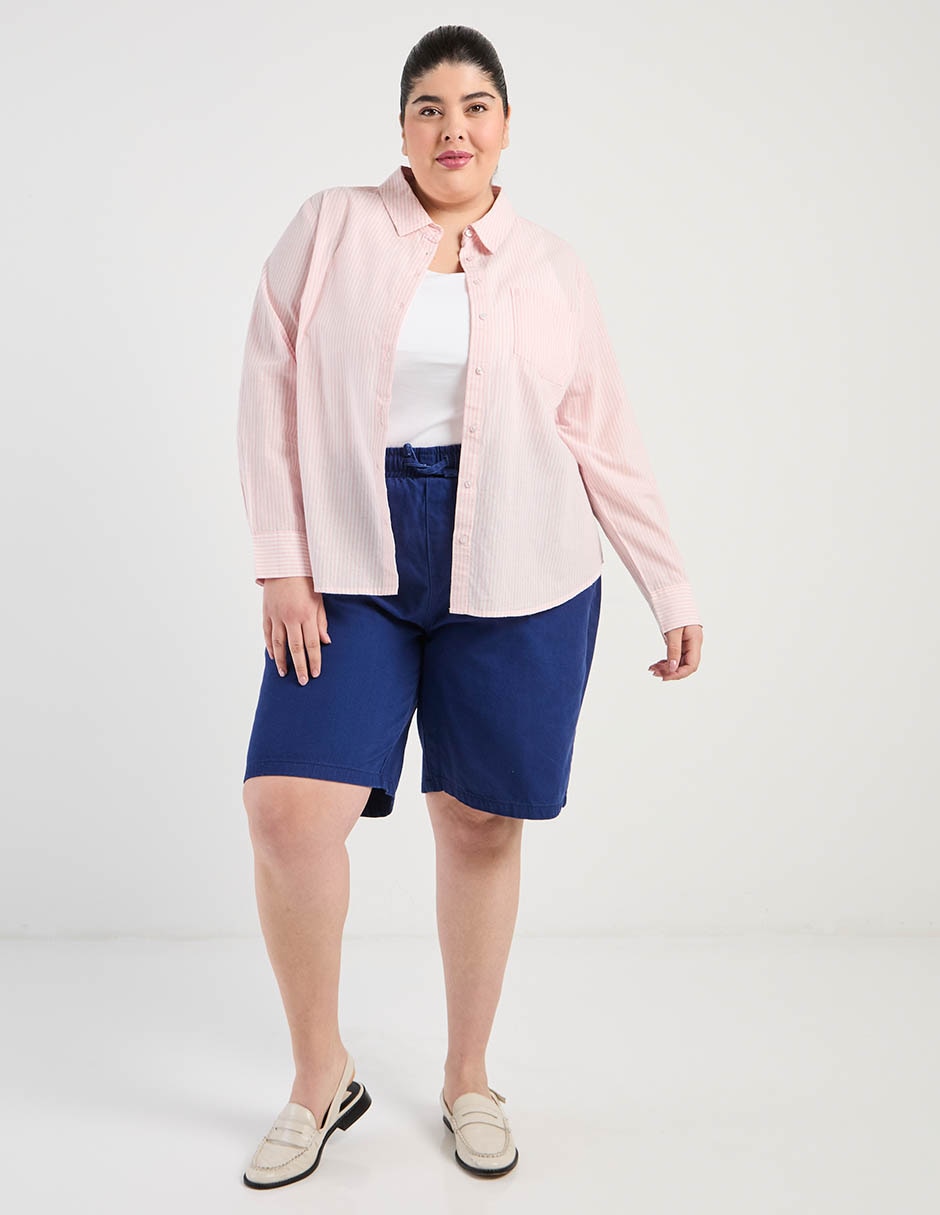 Blusa camisera Weekend Plus manga larga para mujer