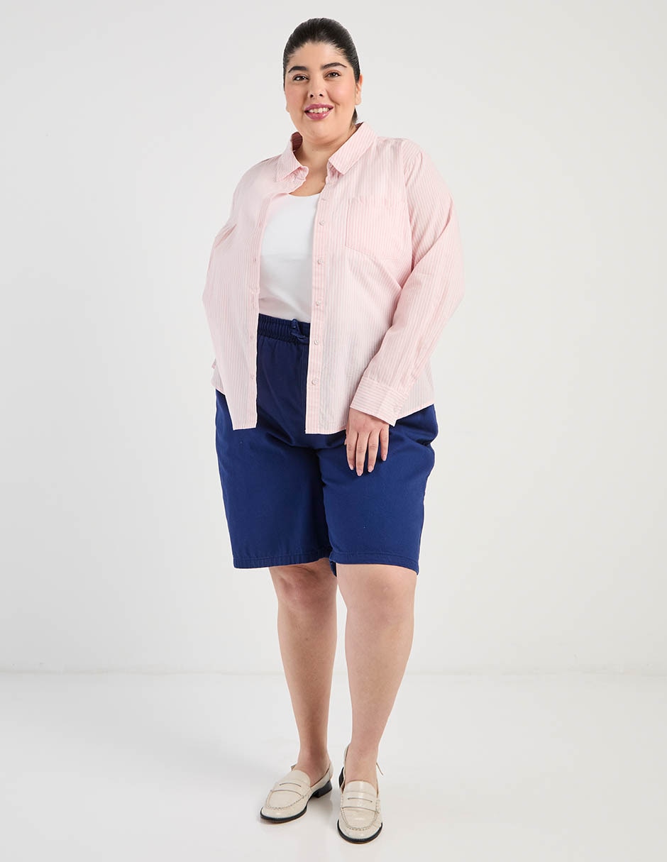 Blusa camisera Weekend Plus manga larga para mujer