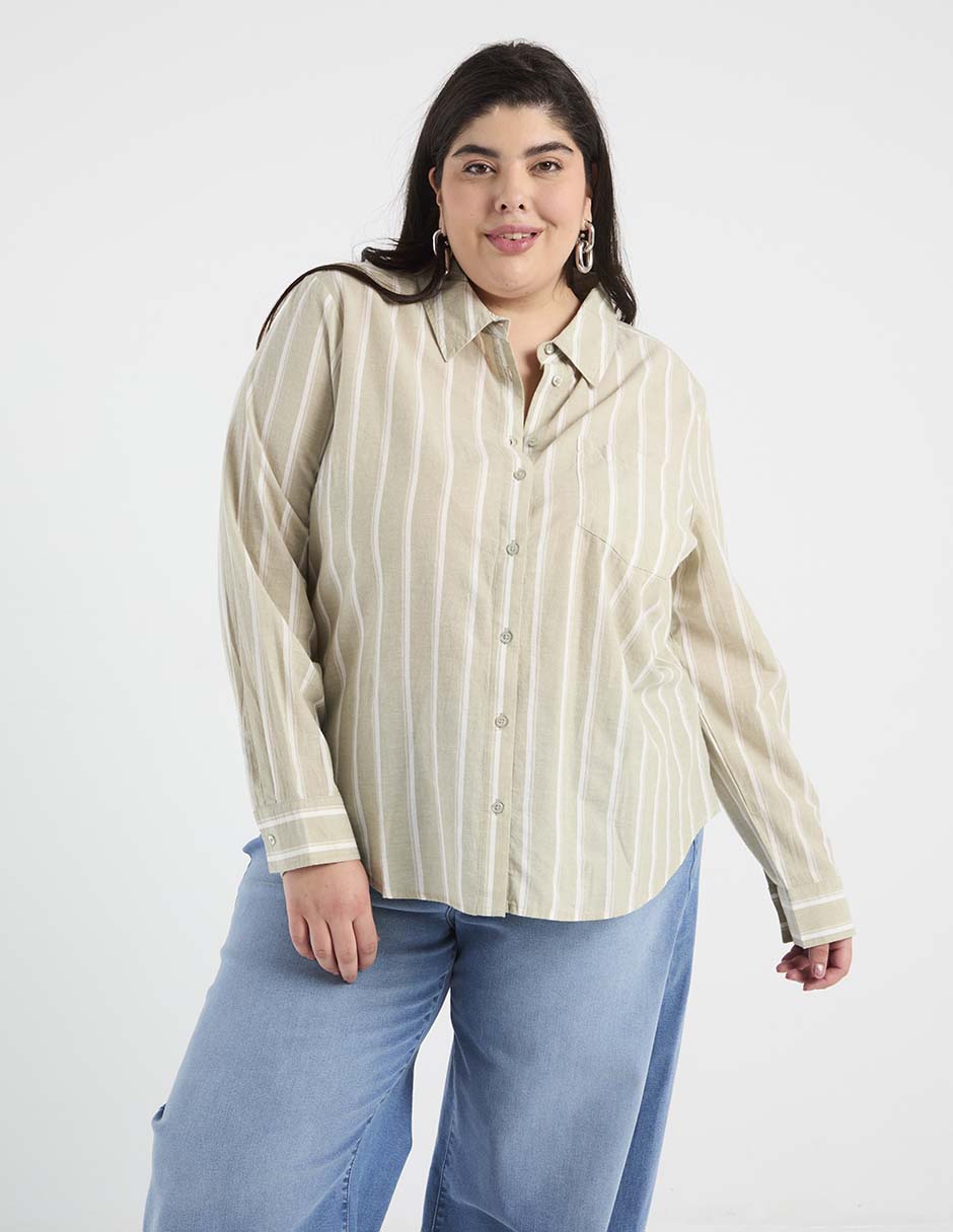 Blusa camisera manga larga para mujer