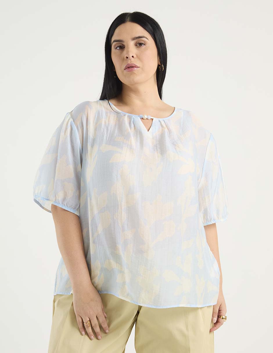 Blusa manga al codo para mujer