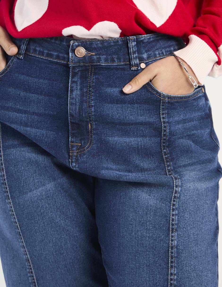 Jeans relaxed amplio corte cintura para mujer 4