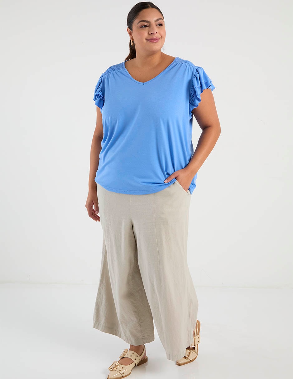 Playera manga corta cuello v para mujer 2