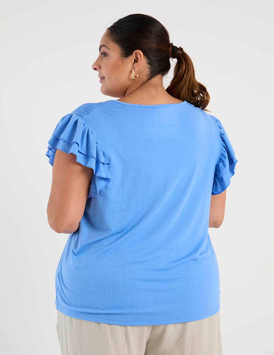Playera manga corta cuello v para mujer 3