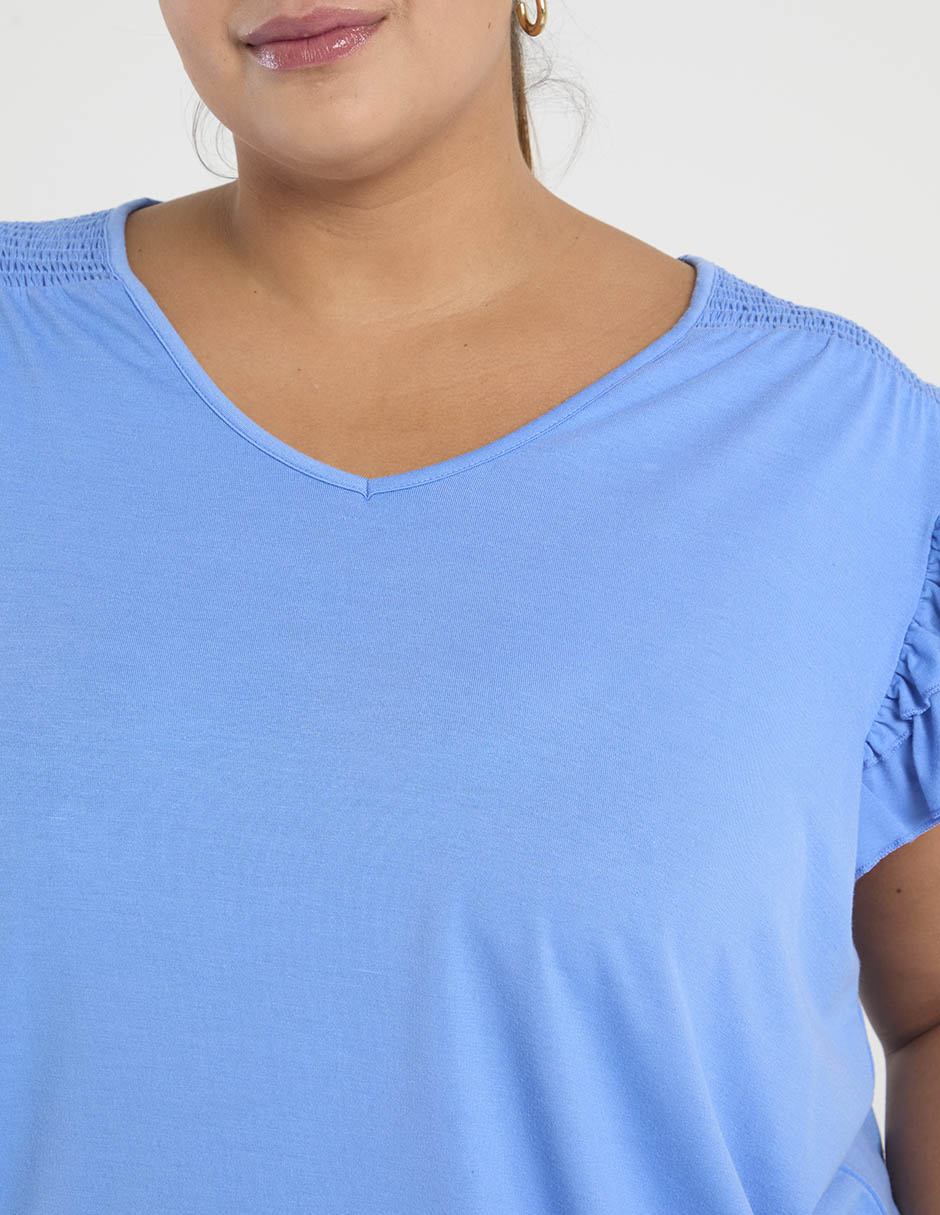 Playera manga corta cuello v para mujer 4