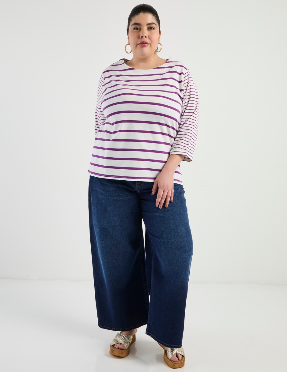 Jeans relaxed amplio corte cintura para mujer 2