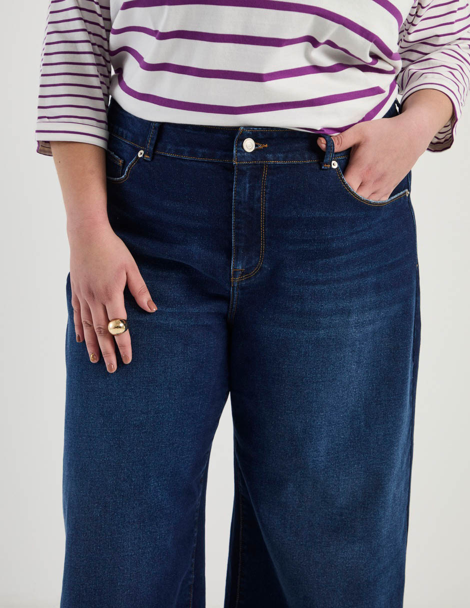 Jeans relaxed amplio corte cintura para mujer 5