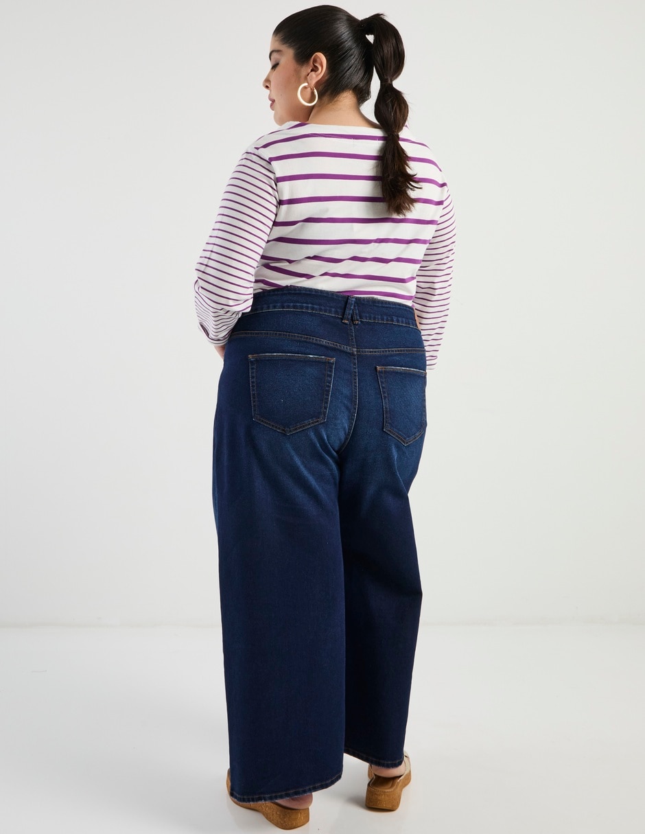 Jeans relaxed amplio corte cintura para mujer 6