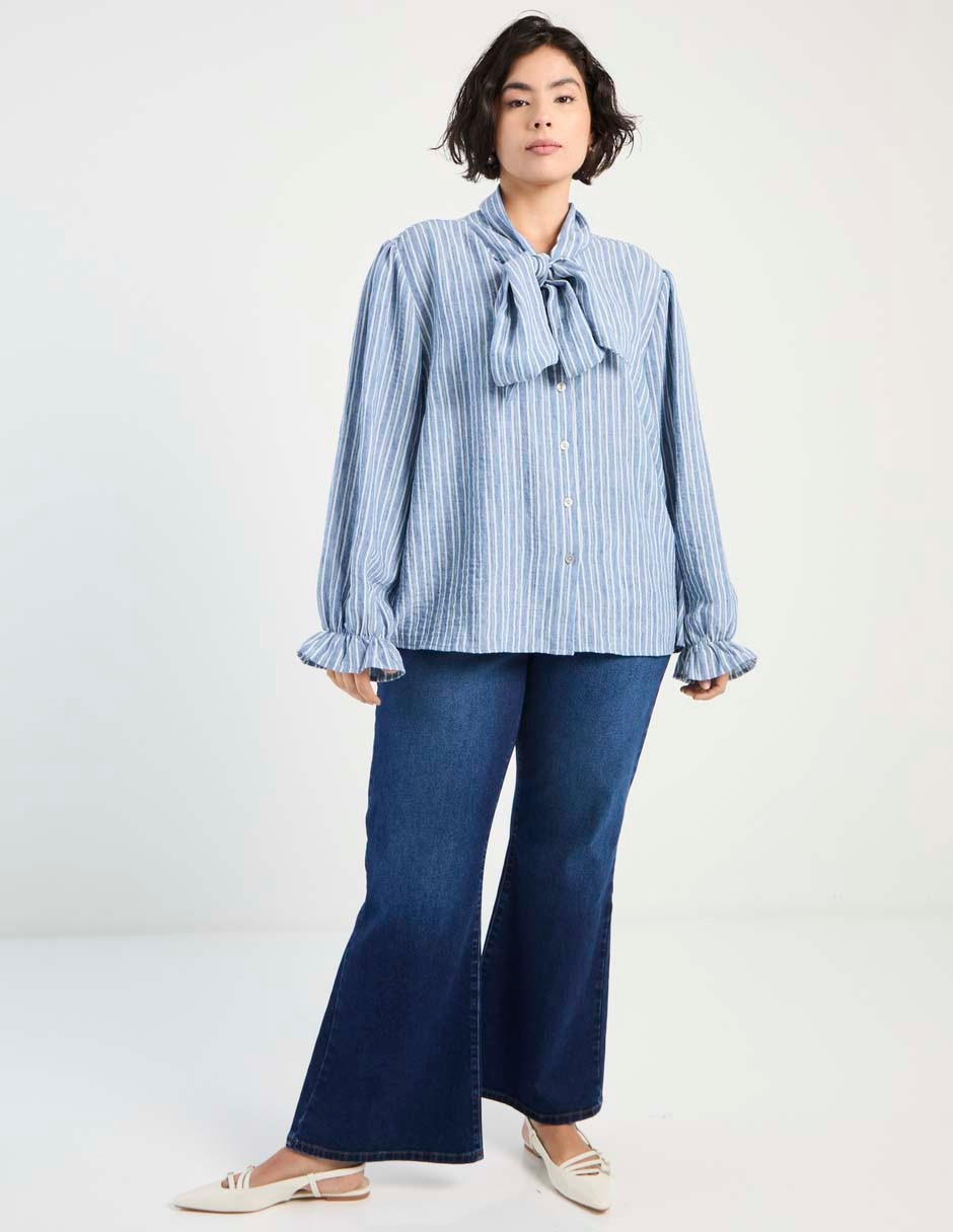 Jeans flare corte cintura para mujer 3