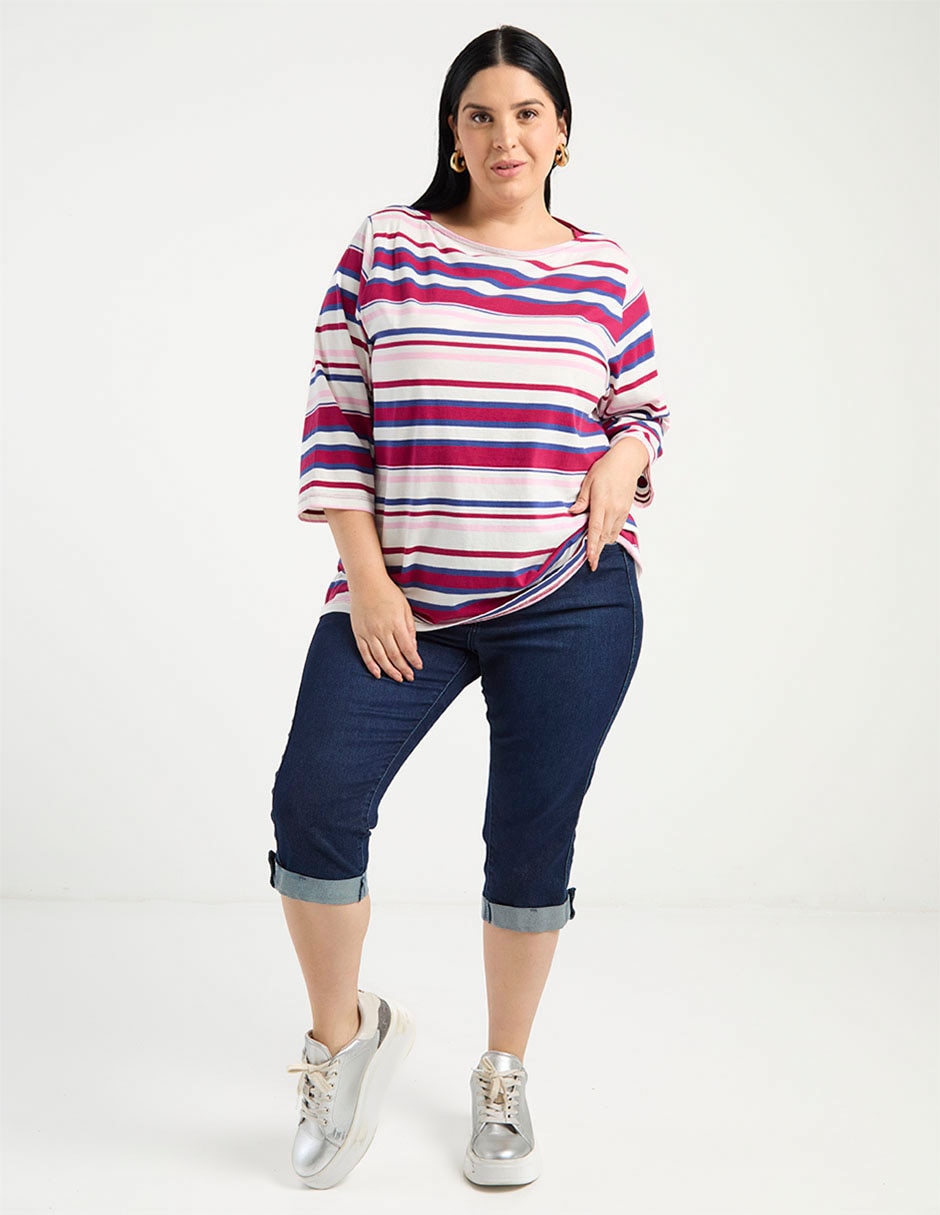 Playera manga 3/4 cuello redondo para mujer 3