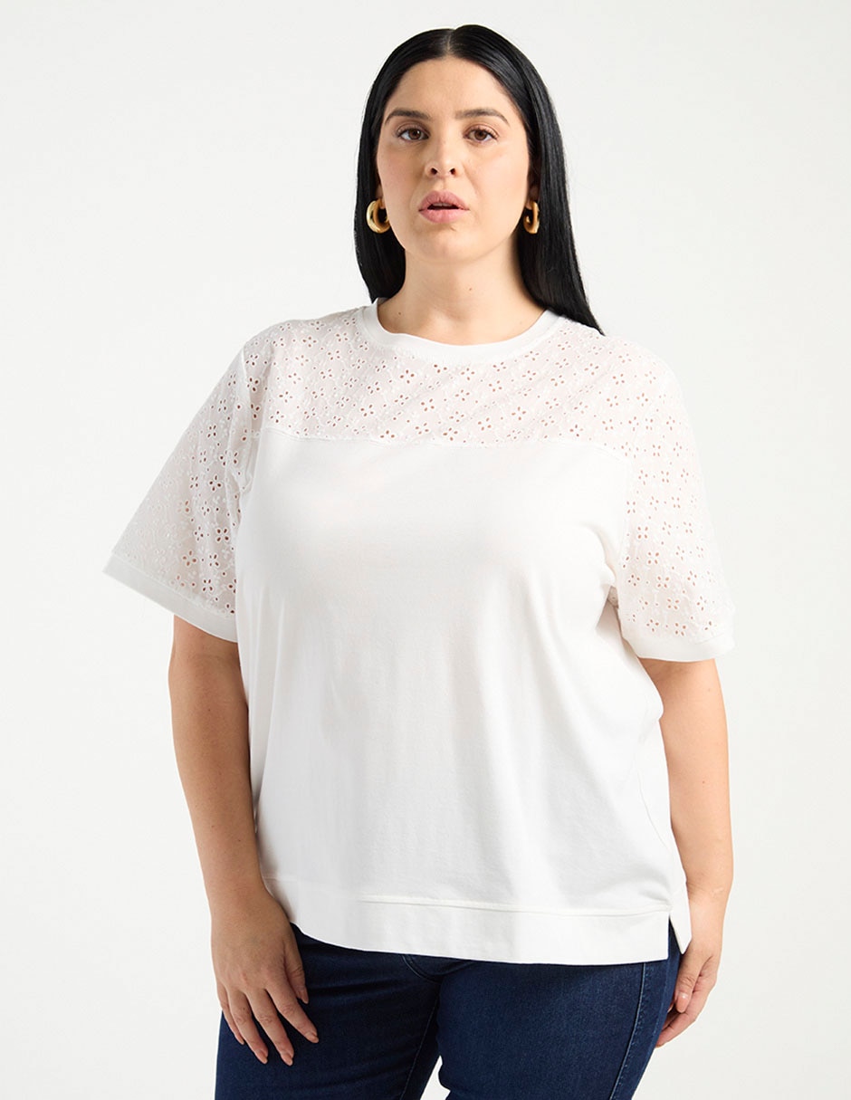 Playera manga corta cuello redondo para mujer Playera manga corta cuello redondo para mujer