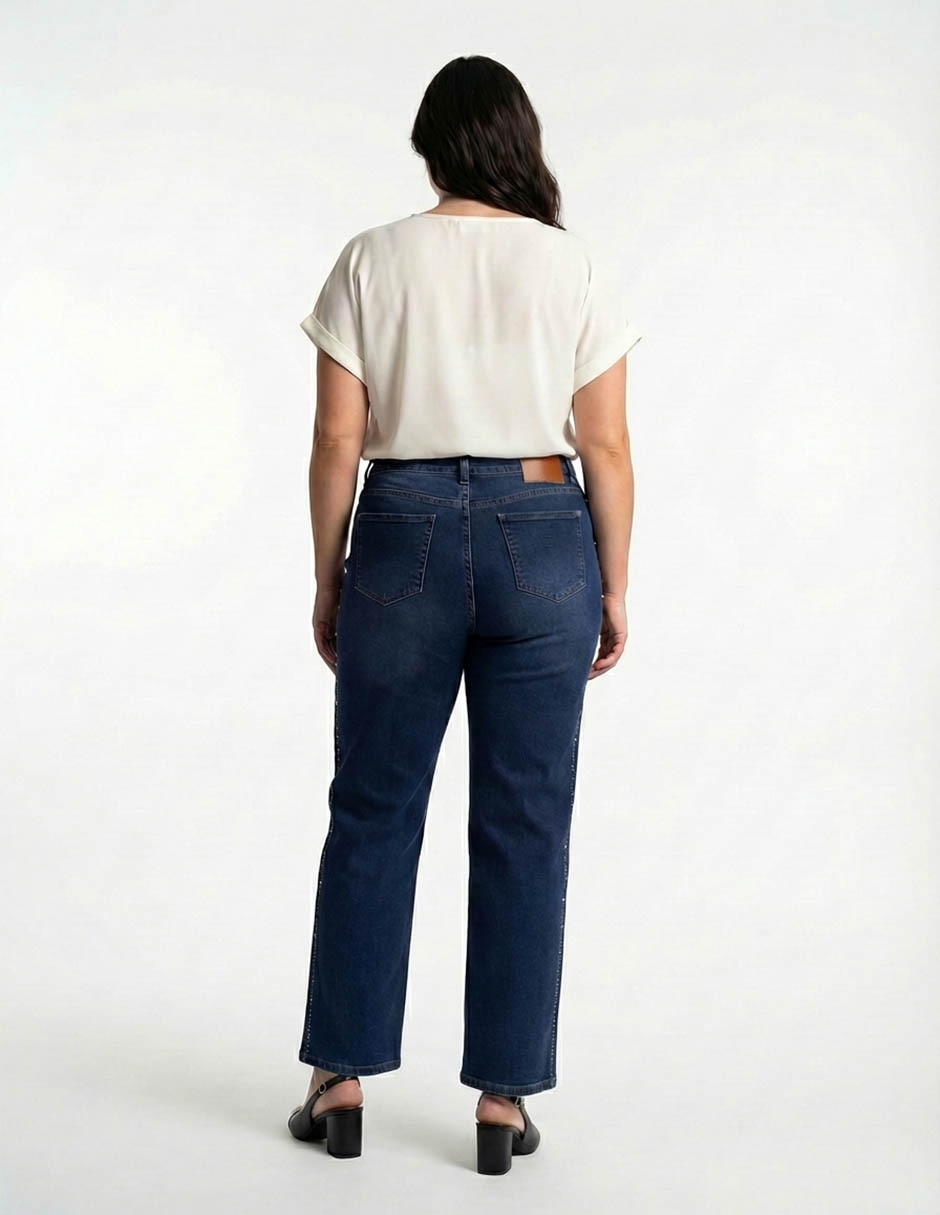 Jeans straight cintura media para mujer 2