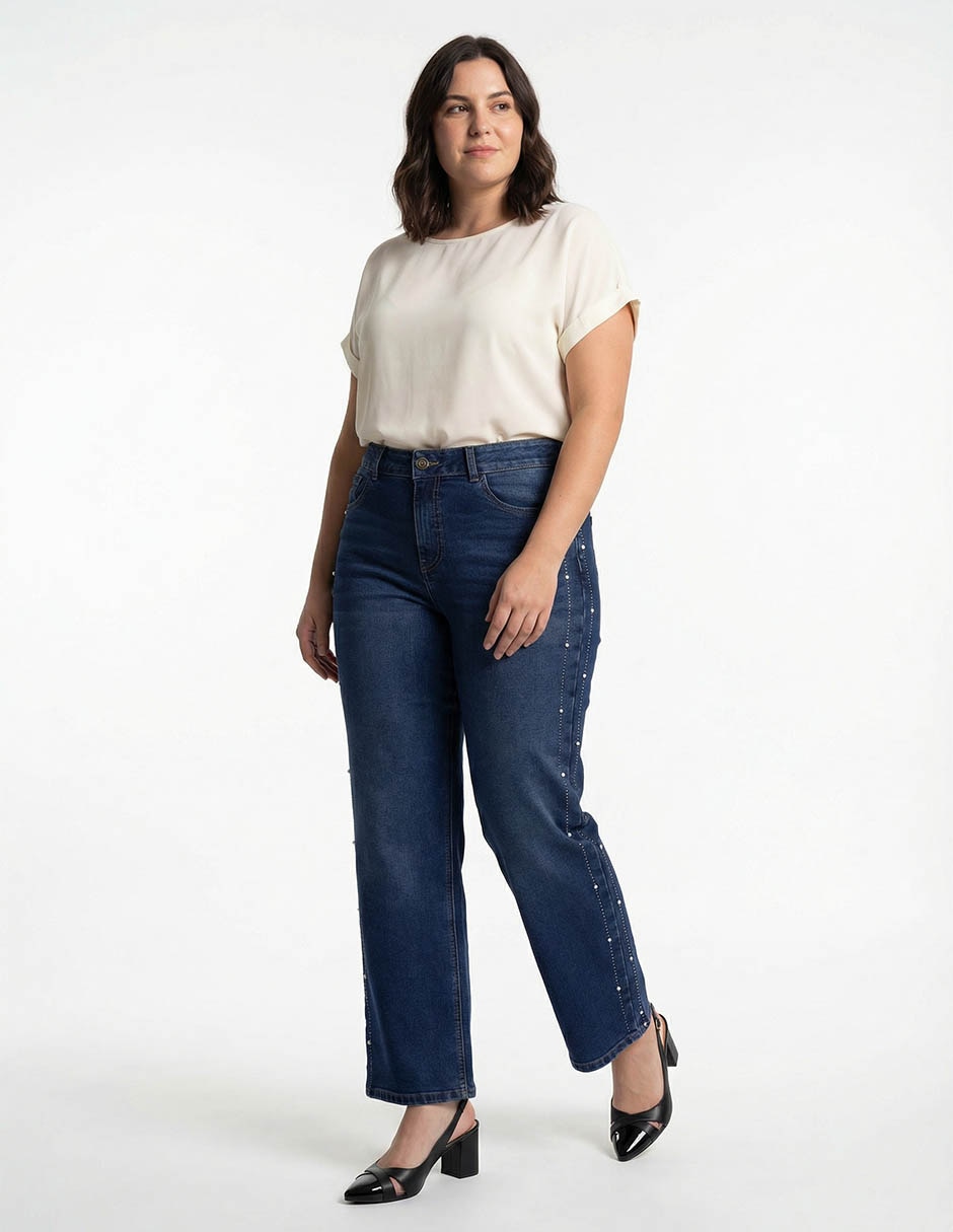 Jeans straight cintura media para mujer 3