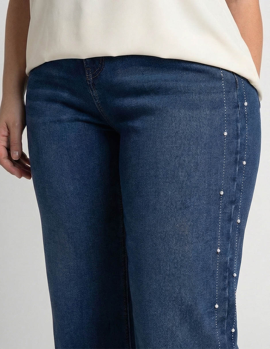 Jeans straight cintura media para mujer 4