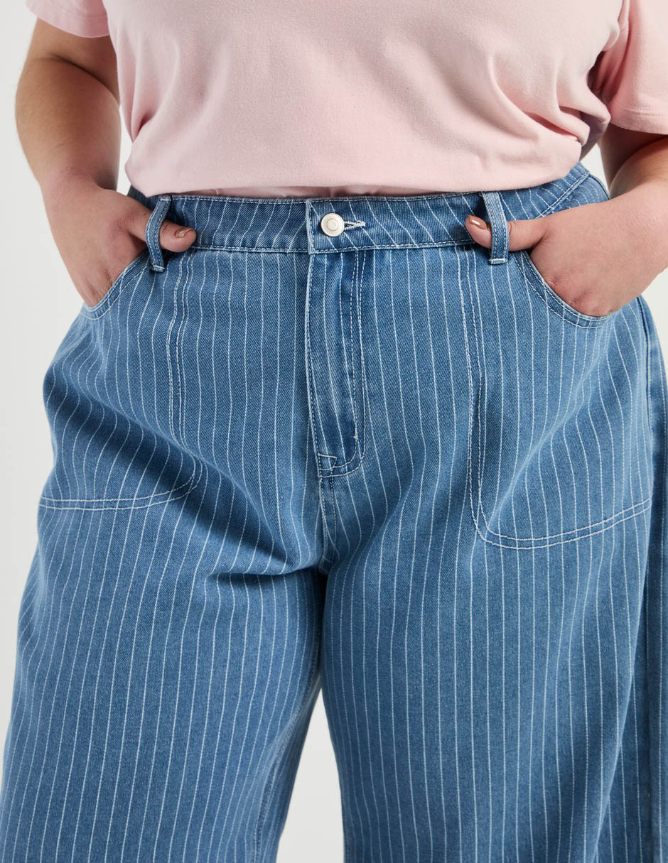 Jeans relaxed amplio cintura para mujer 5