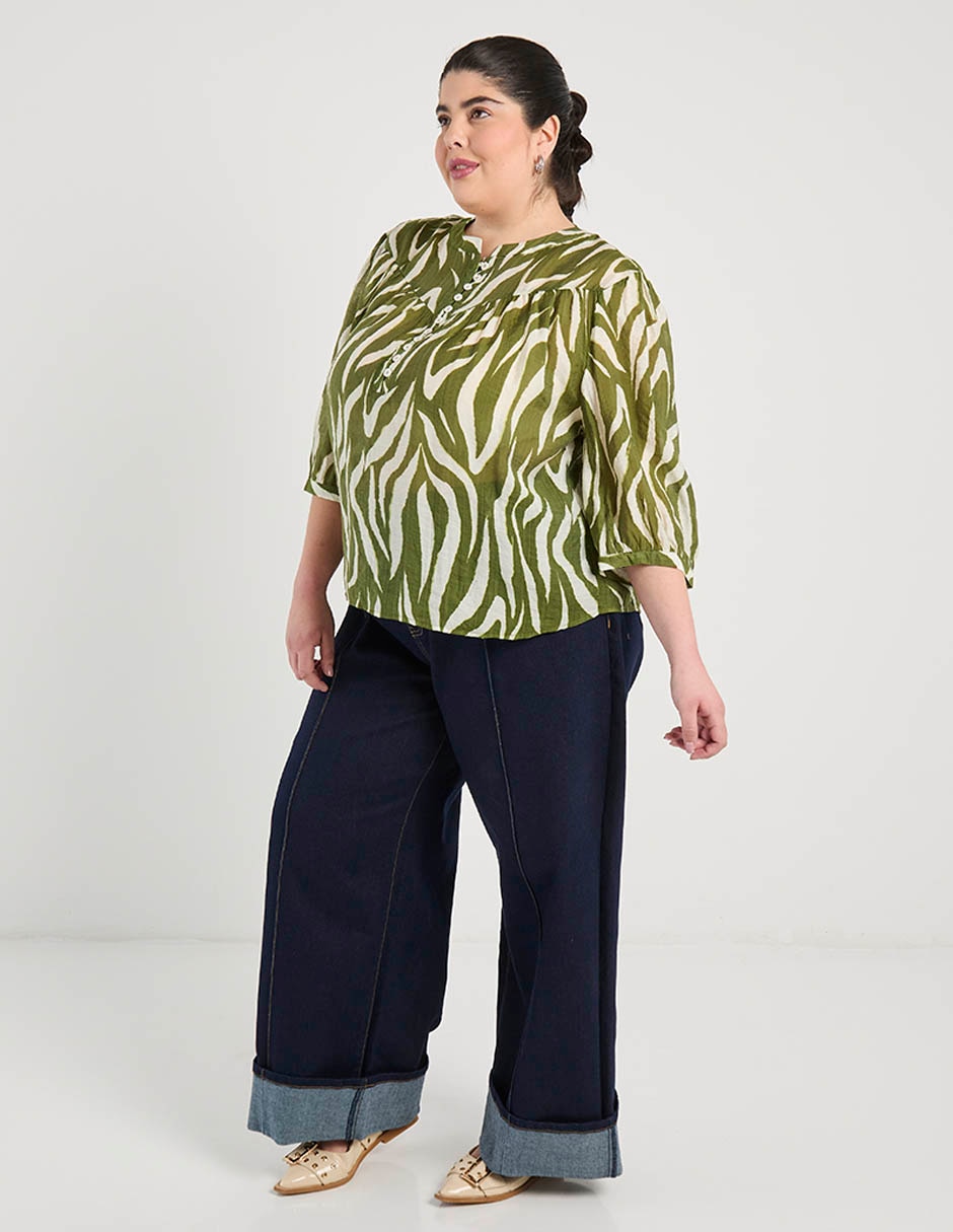 Jeans amplio a la cintura para mujer 2