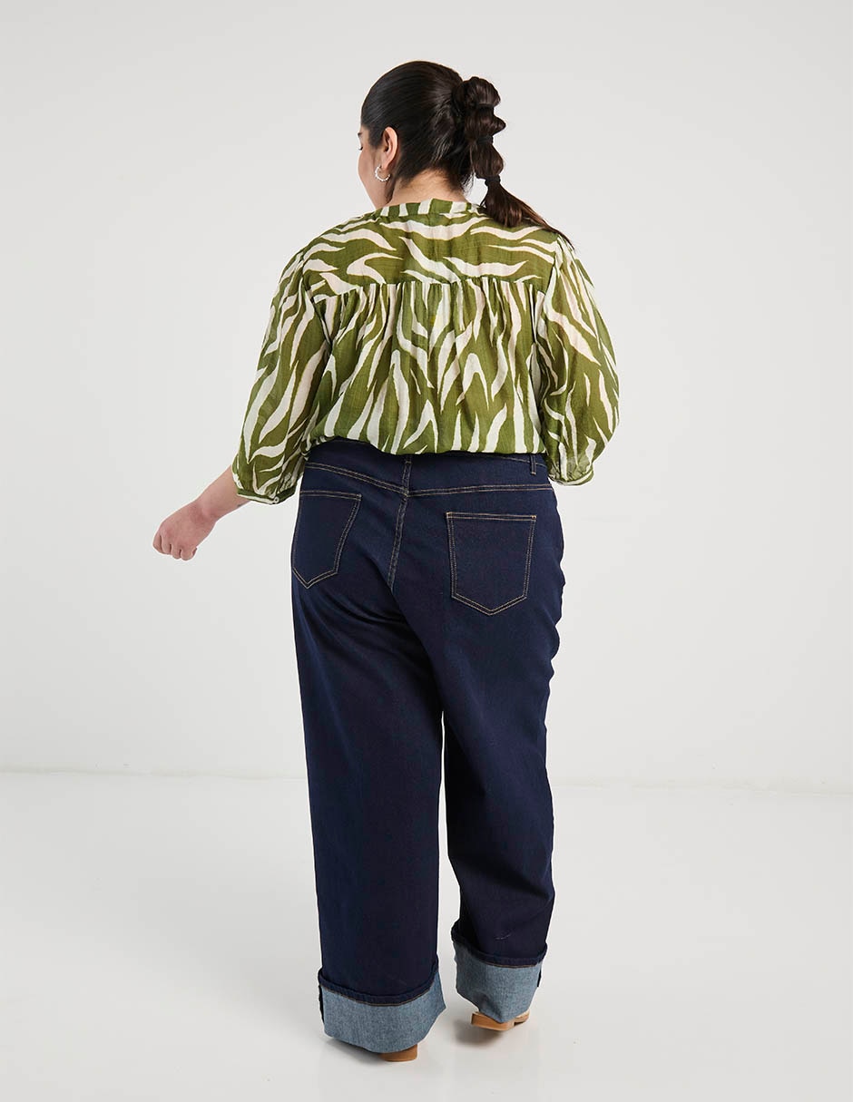 Jeans amplio a la cintura para mujer 6