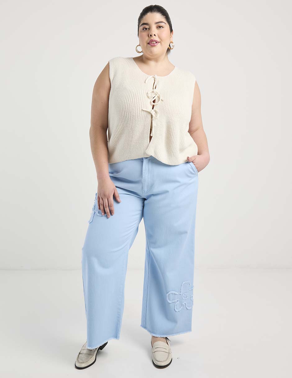 Jeans wide leg a la cintura para mujer 2