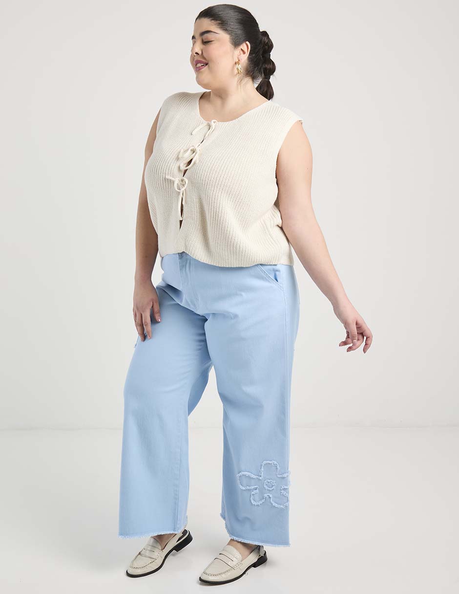 Jeans wide leg a la cintura para mujer 3