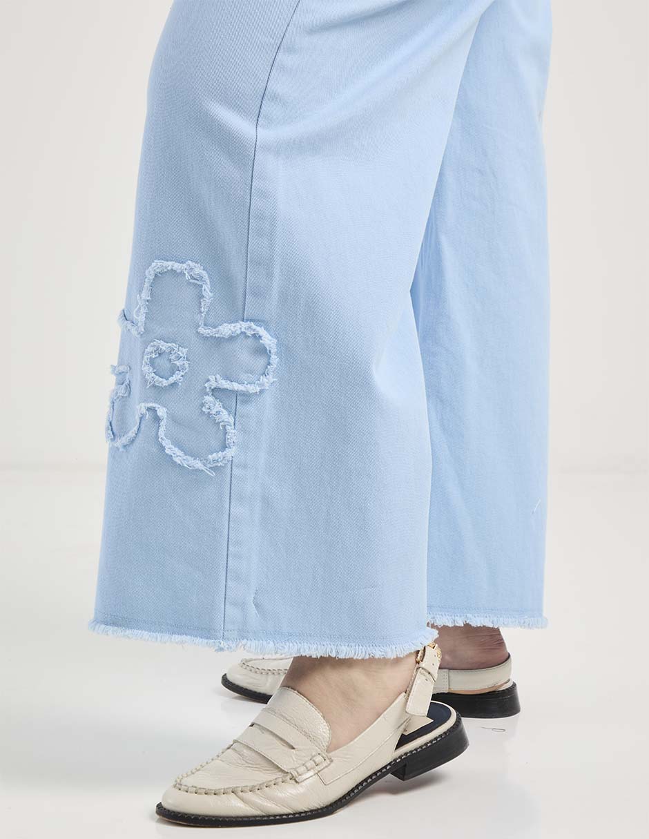 Jeans wide leg a la cintura para mujer 5
