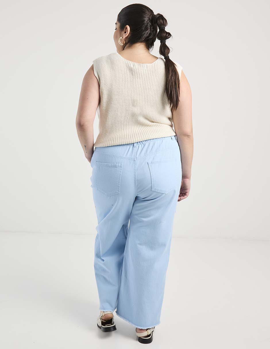 Jeans wide leg a la cintura para mujer 6