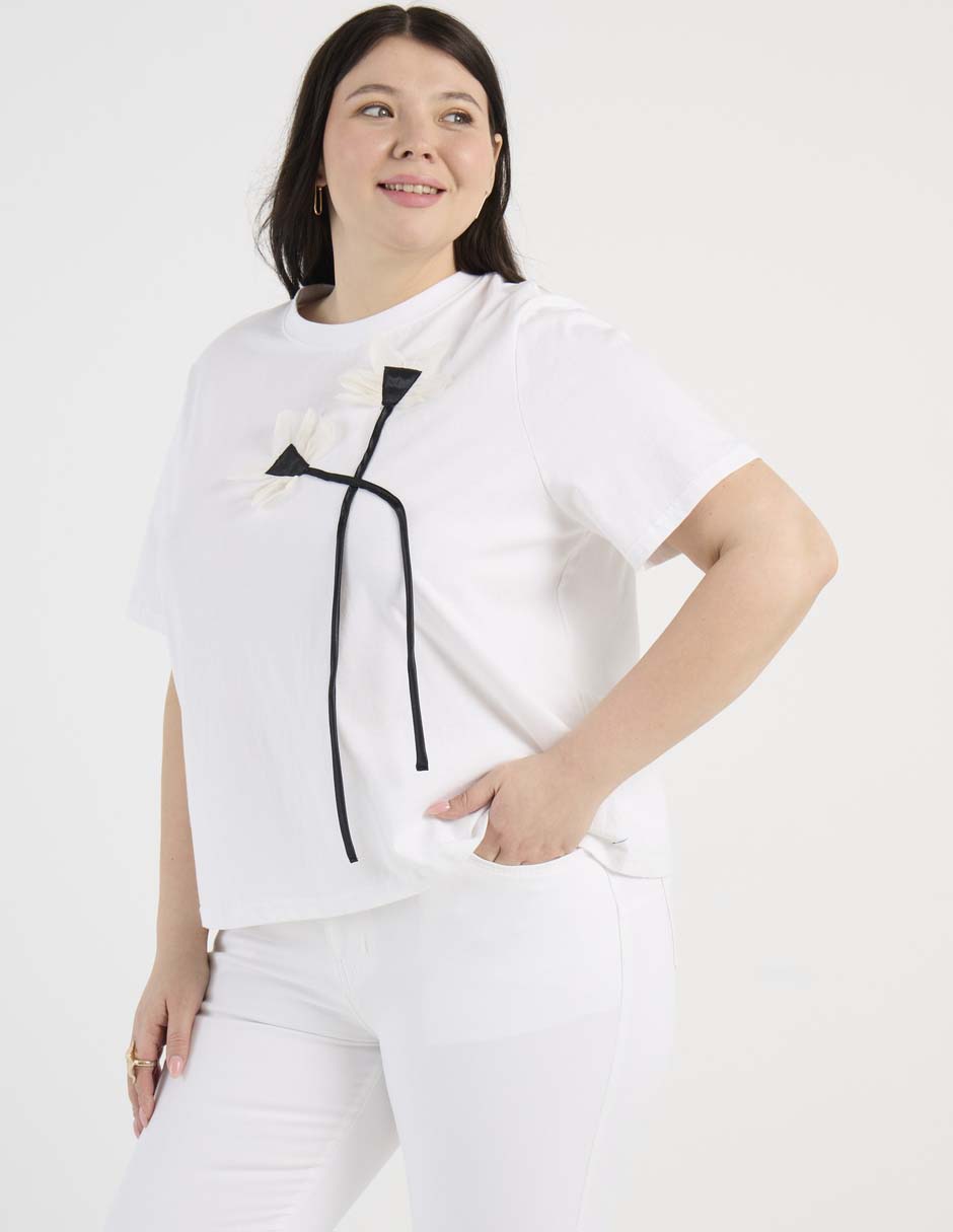 Blusa manga corta cuello redondo para mujer 2