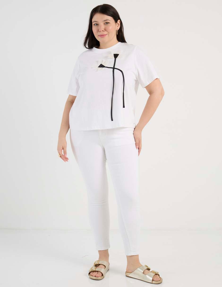 Blusa manga corta cuello redondo para mujer 3