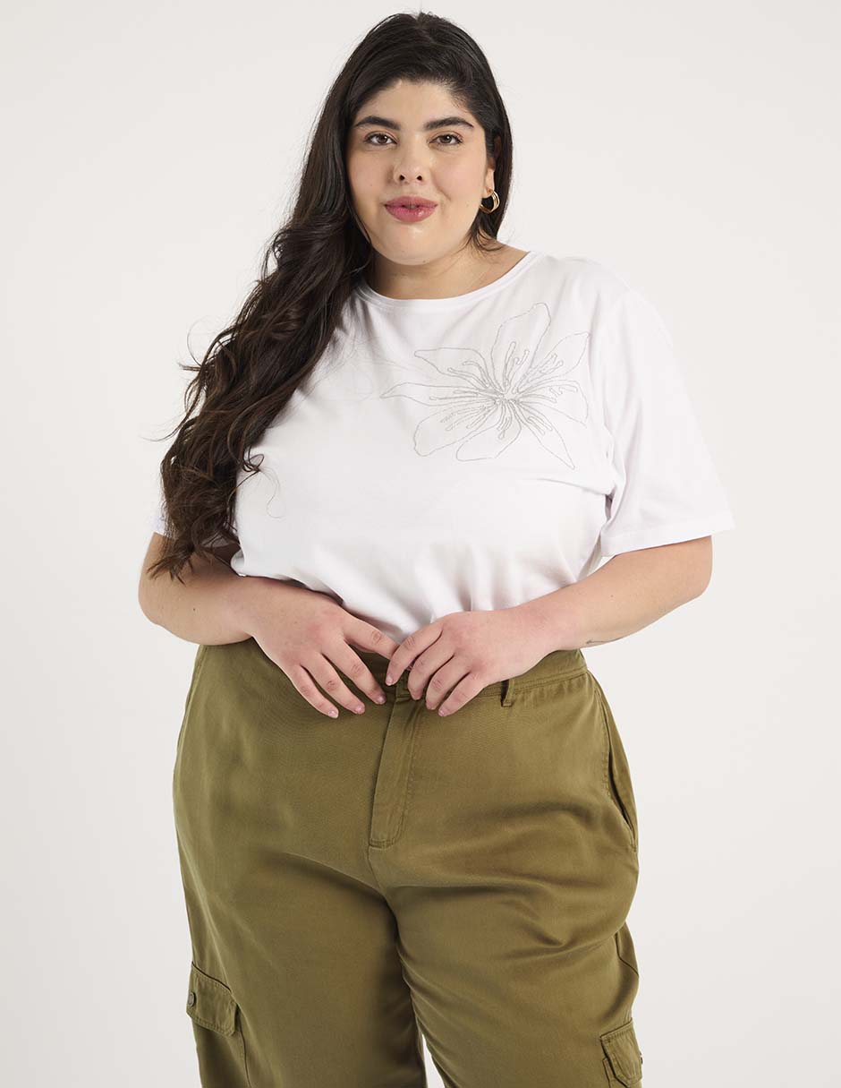 Playera manga corta cuello redondo para mujer Playera manga corta cuello redondo para mujer