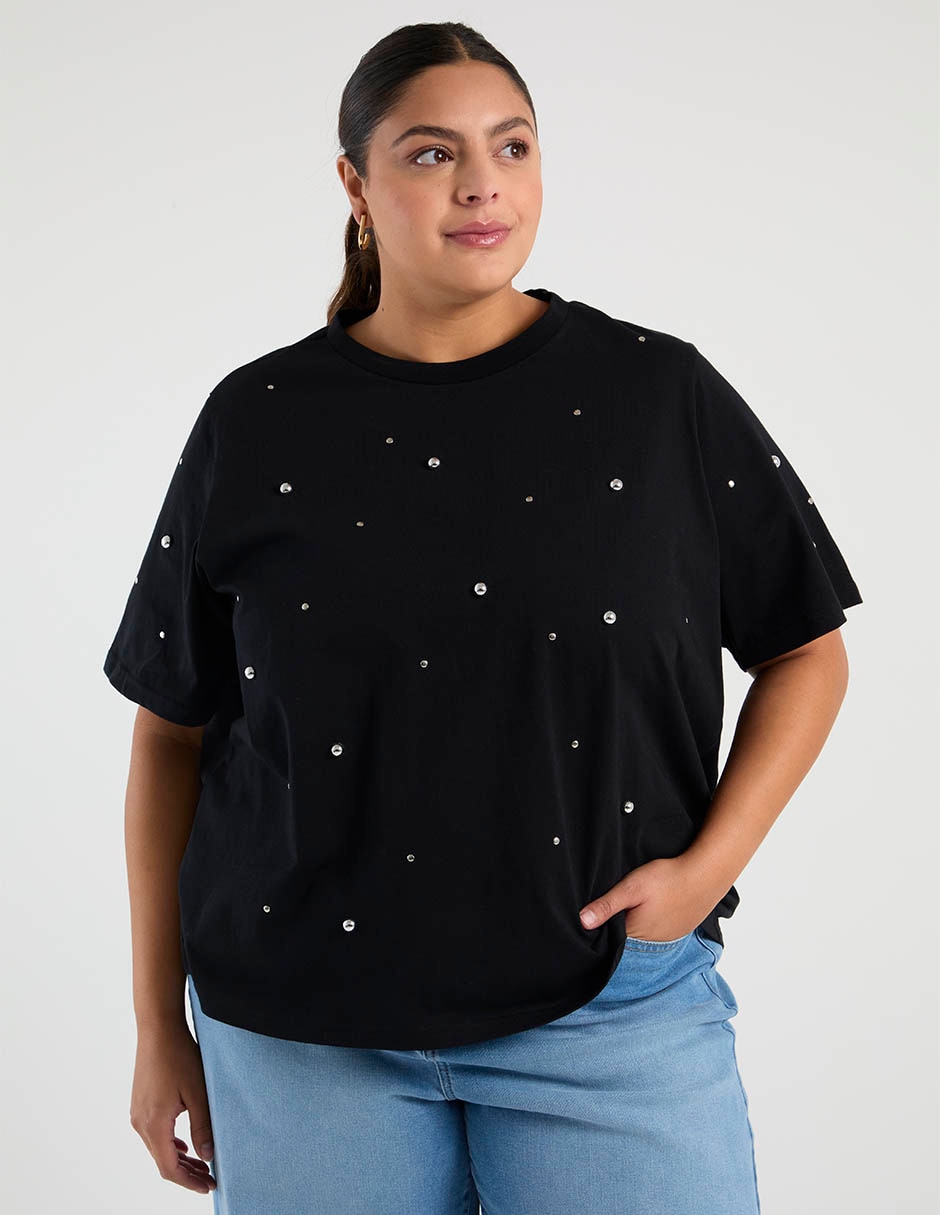 Playera manga corta cuello redondo para mujer Playera manga corta cuello redondo para mujer