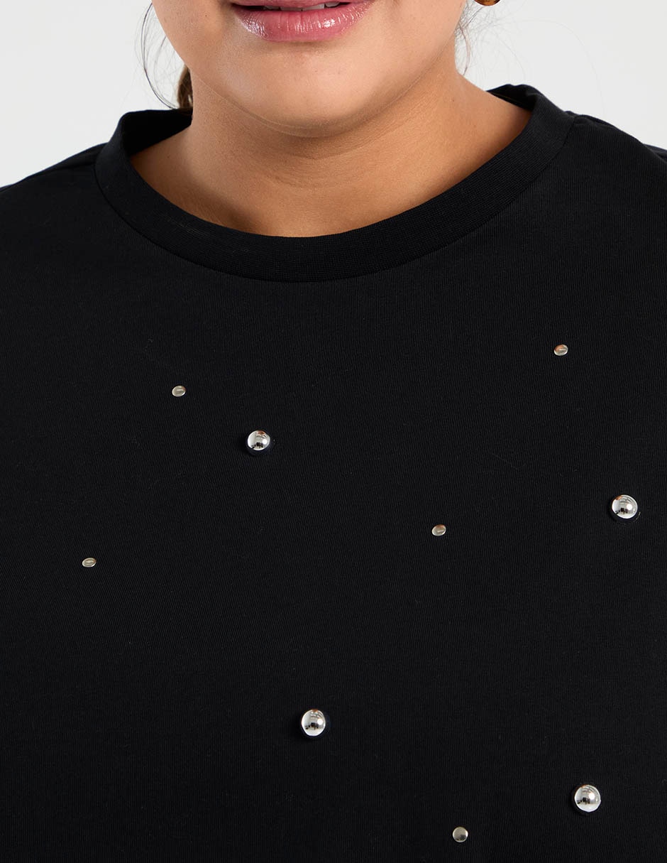 Playera manga corta Contempo Plus cuello redondo para mujer