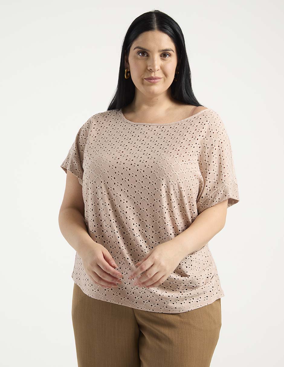Playera manga corta cuello redondo para mujer