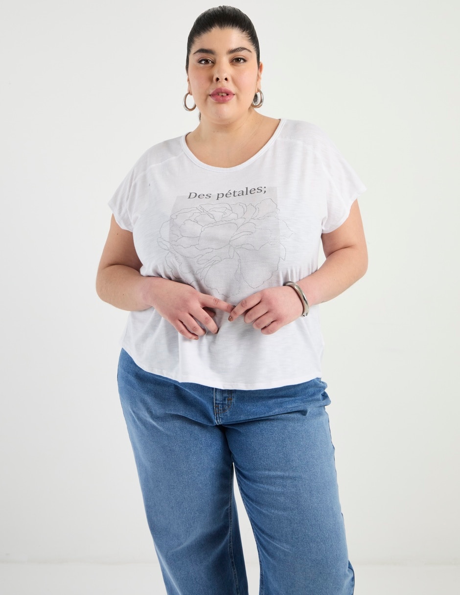 Playera manga corta cuello redondo para mujer