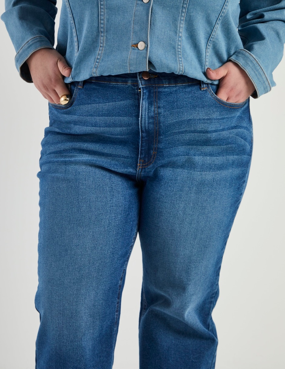Jeans straight corte cintura para mujer 4