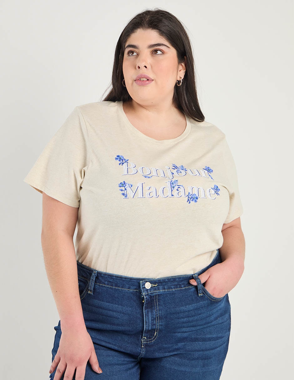 Playera manga corta cuello redondo para mujer Playera manga corta cuello redondo para mujer