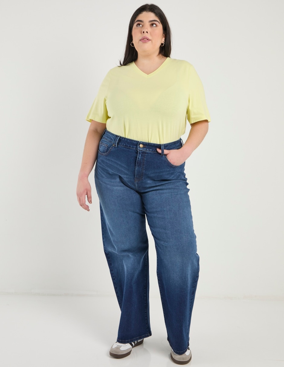 Jeans relaxed amplio cintura alta para mujer 2