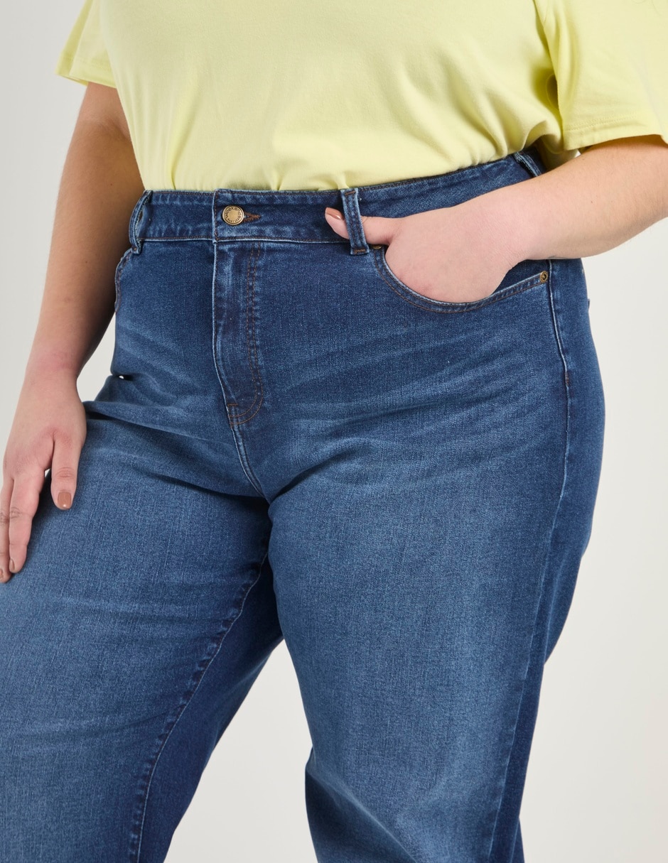 Jeans relaxed amplio cintura alta para mujer 4