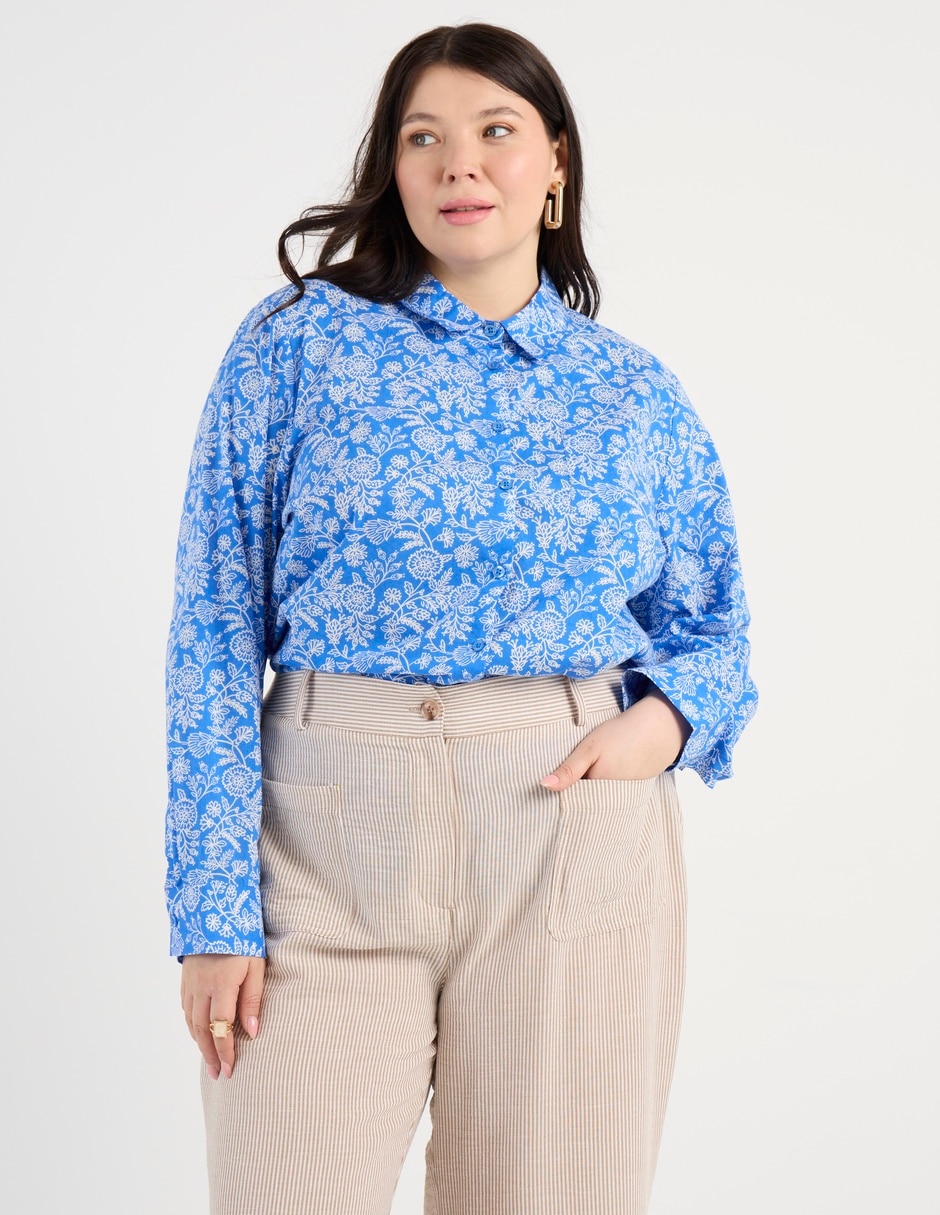 Blusa camisera Weekend Plus manga larga para mujer