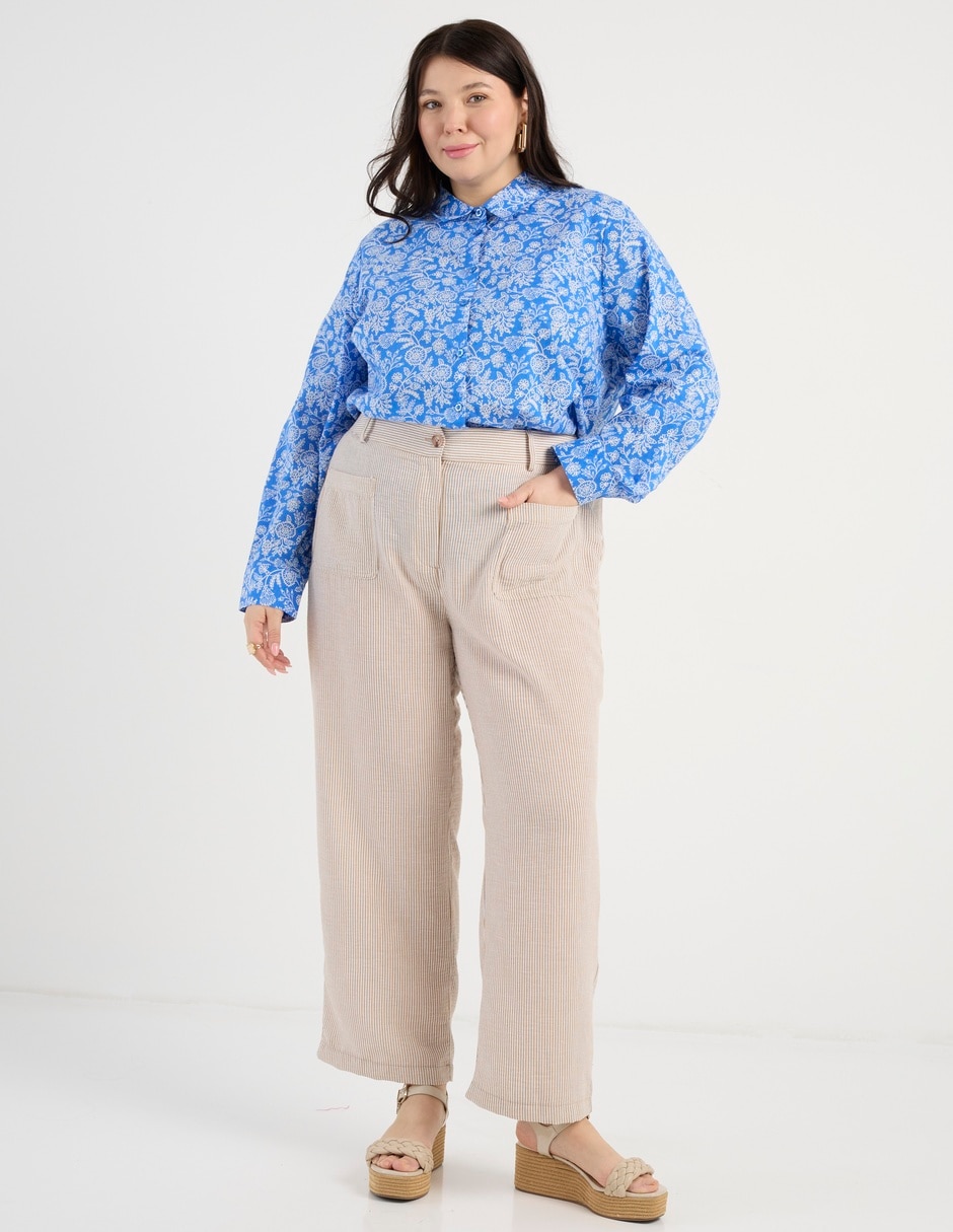 Blusa camisera Weekend Plus manga larga para mujer